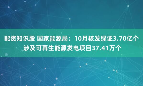配资知识股 国家能源局：10月核发绿证3.70亿个 涉及可再生能源发电项目37.41万个